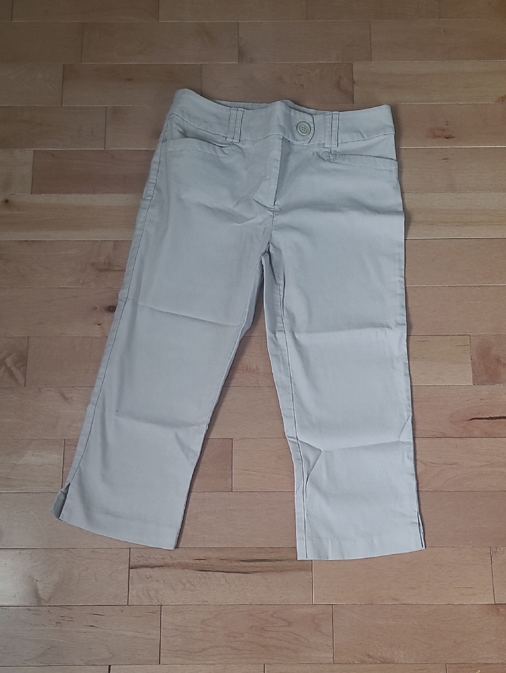 🛍️ Reitmans Khaki High Waist Cotton Blend Stretch Capri Pants Pockets Zipper